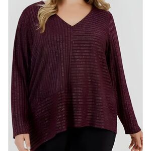 Gently Used Calvin Klein Metallic V-Neck Tunic Blouse Women's 2X Office Party